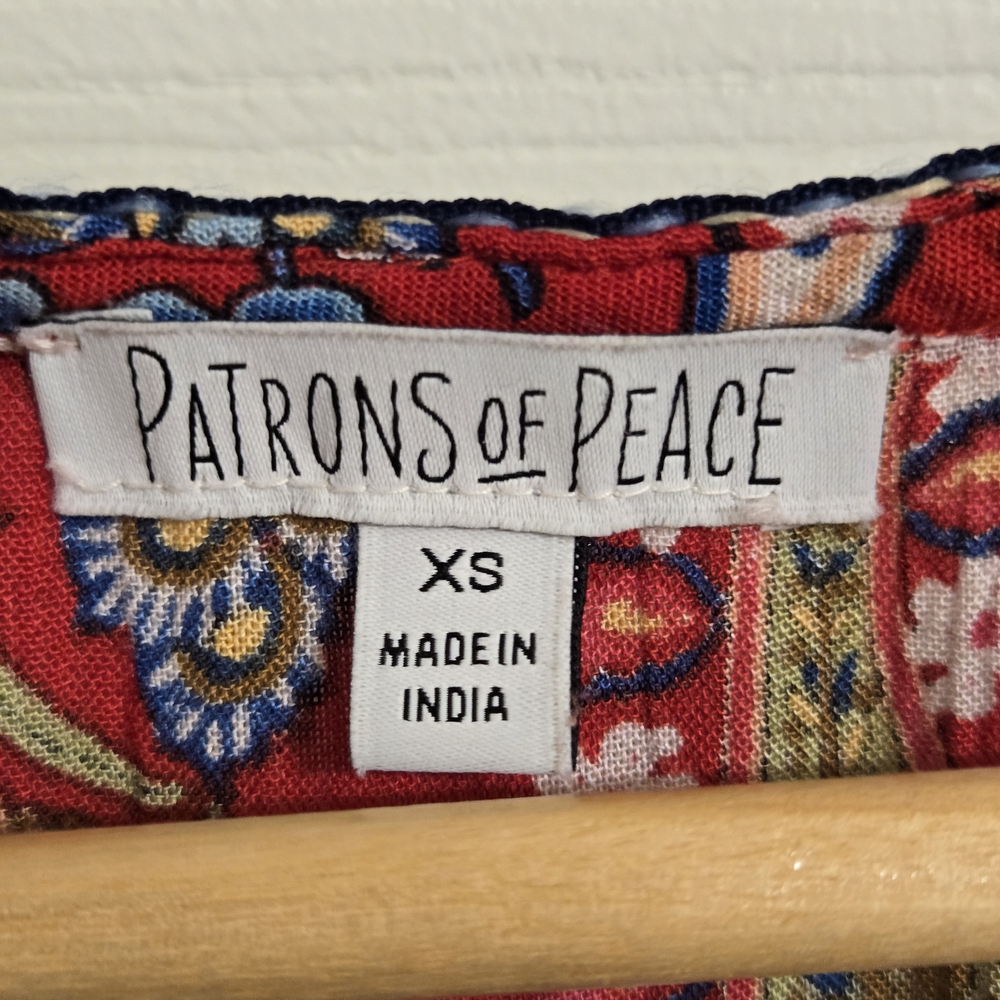 Patrons of Peace Red And Blue Paisley Top Boho Hippie Size XS - Picture 7 of 9